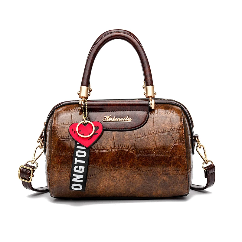 

2019 Women New Boston Bag Large Capacity Texture Handbag Spring Fashion Single Shoulder Slant Vintage Casual Hot Sale Luxury