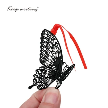 

Cute Metal Bookmark Kawaii Black Bird Butterfly Flower Rose Leaf Retro book marks signation Creative Gift School Stationery