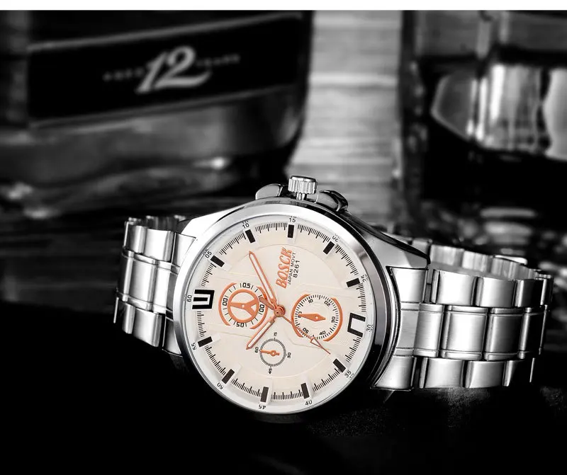 

2018 Bosck Mens Watches Luxury Stainless Steel Wristwatches Business Quartz Watch Simple Clock Relogio Masculino Reloj Hombre