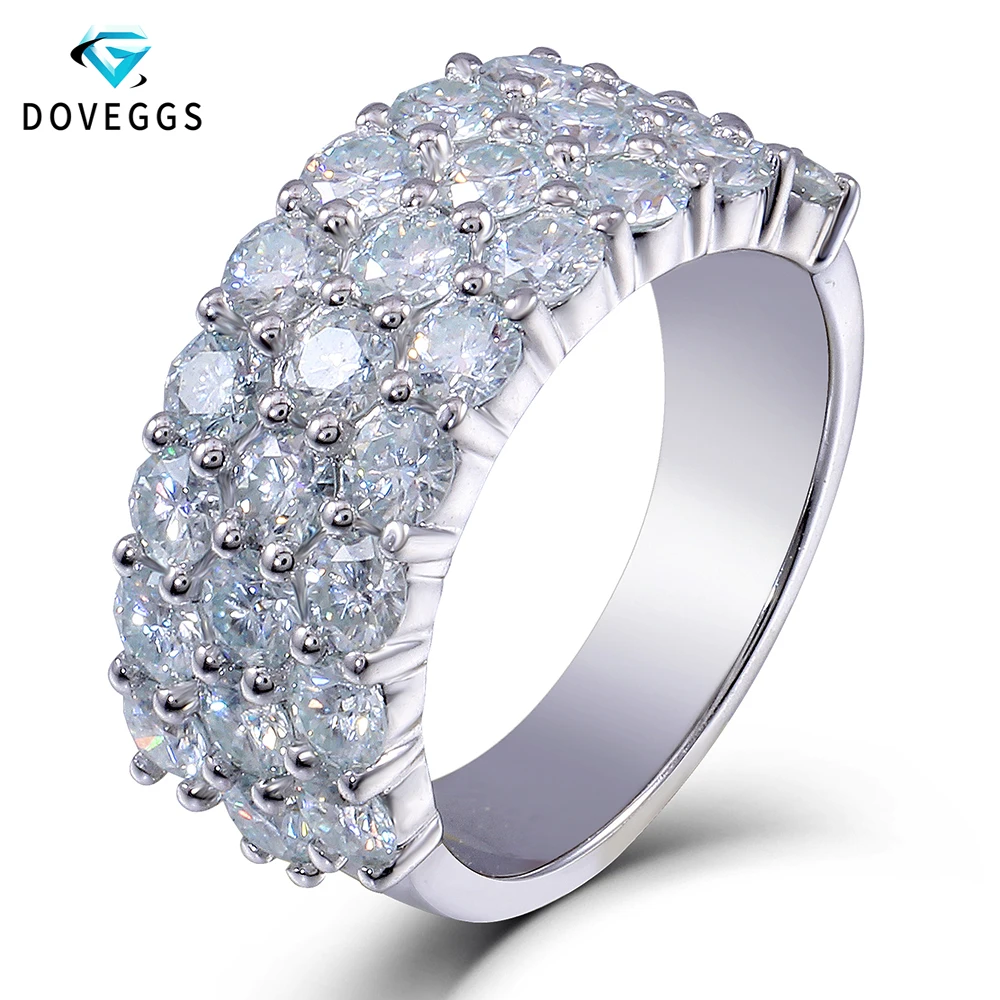 

DovEggs Platinum Plated Sterling Silver 0.1ct 3mm GH Color Moissanite Engagement Wedding Ring For Women Moissanite Wedding Band