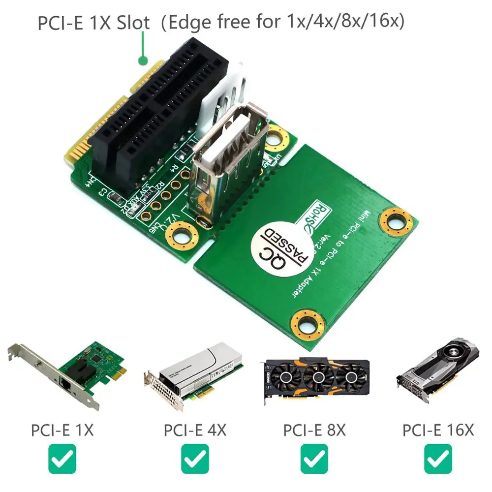 Мини PCIE для PCI Express 1x с USB 2,0 интерфейс Поддержка половина/полный мини PCIE адаптер карта 4Pin питание для ПК Хост