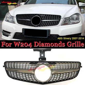 

For Mercedes C 204 S204 W204 C Class Sports Front iamond grille Grill Grills ABS Silver Direct 1:1 Replacement Not Fit C63 07-14