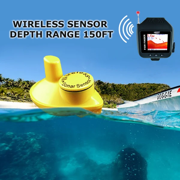 FF-518 Lucky водонепроницаемые часы Тип эхолот цветной экран беспроводной датчик Fishfinder часы режим встроенный аккумулятор