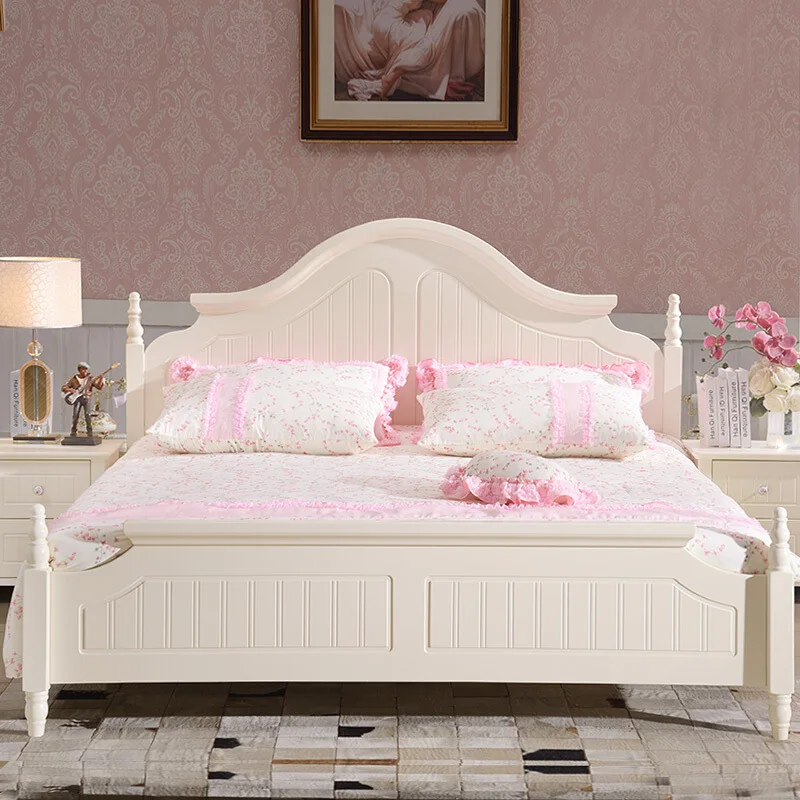 Высокое качество King Размеры деревянная рамка кровати розовый цвет девушка кровать
