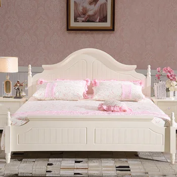 

High Quality King Size wood bed frame pink color girl bed