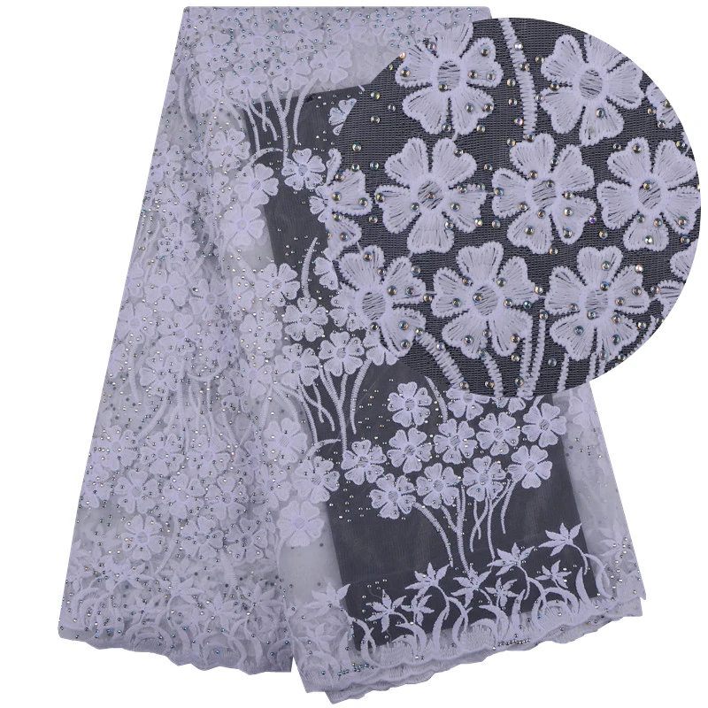 2018 Latest White Color African French Lace Fabric High Quality Tulle For Wedding Guipure 1313B | Дом и сад