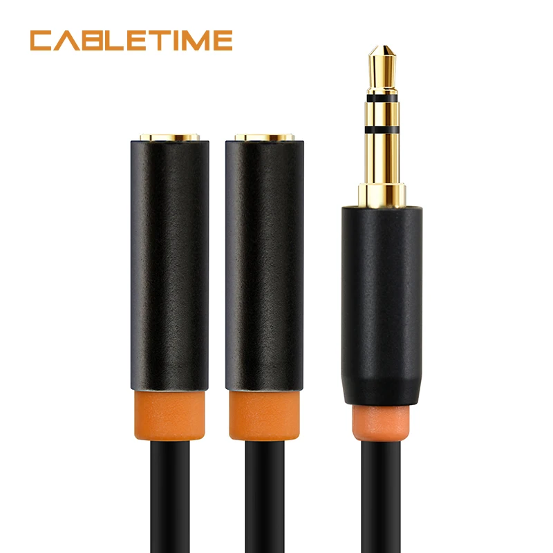 Cabletime 3 5 мм штекер 2RCA Женский Кабель Aux кабель Джек стерео Выход аудио сплиттер