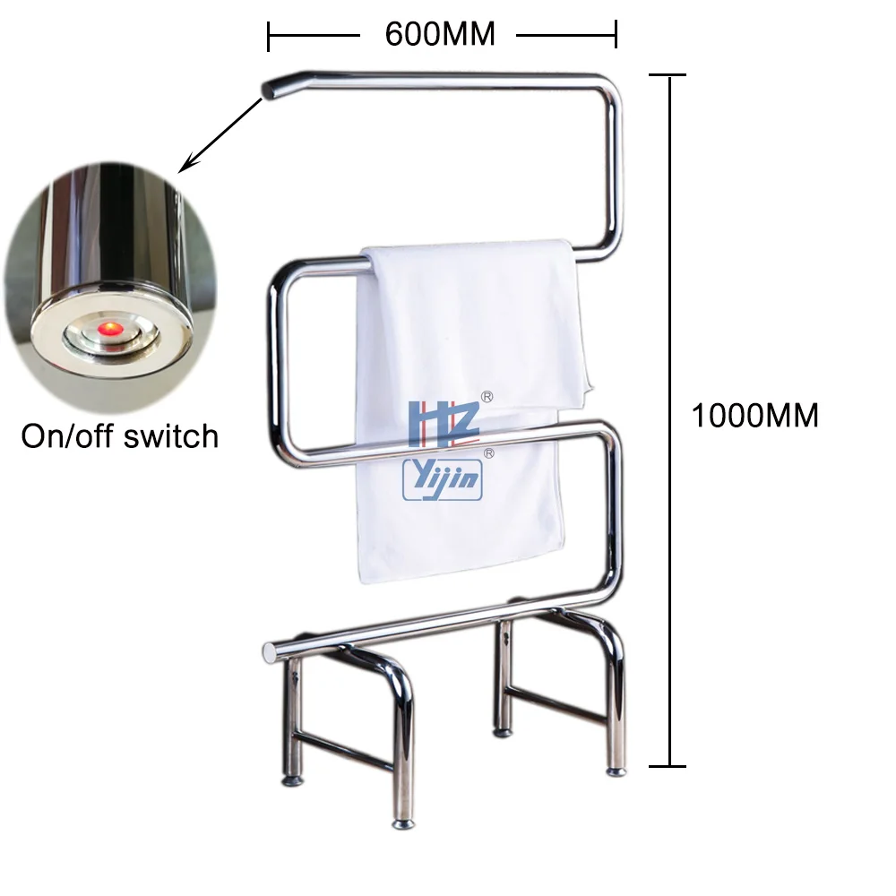 Отдельно стоящая электрическая полка для подогрева и сушки полотенец рельс Stianless стальной держатель для полотенец сушилка для одежды HZ-903 - Цвет: 304 material switch