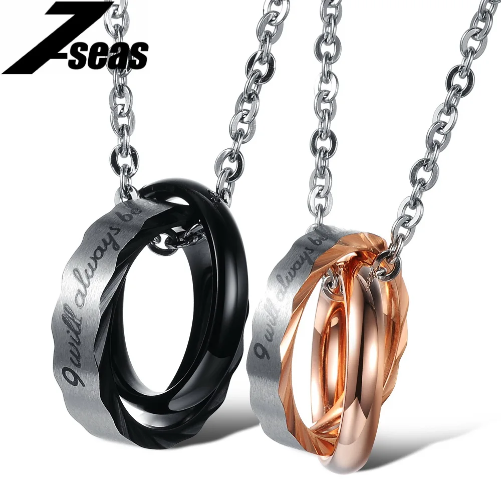 New Eternal Love Crystal Circle Pendant Titanium 316L Stainless Steel