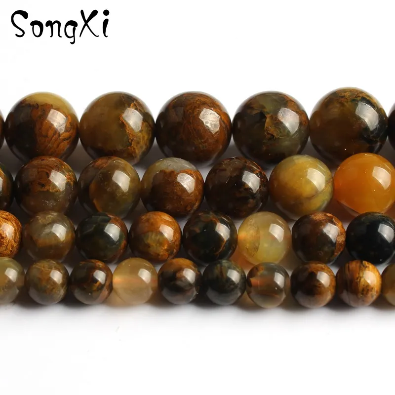 

Natural AA Yellow Pietersite Stone Round Loose Beads for Jewelry Making Diy Bracelet Necklace Pick Size 6/8/10/12mm 15 Inches