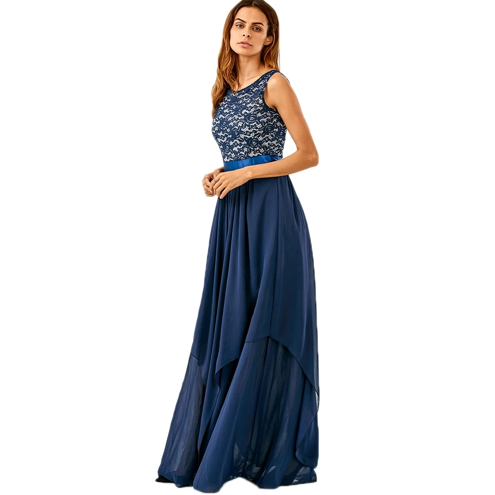 

Sheer Lace Insert Midi Dress
