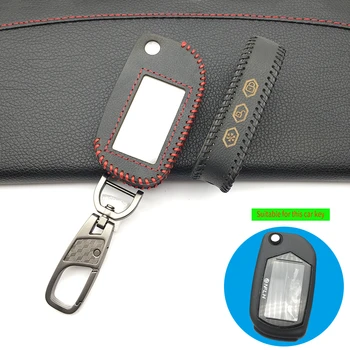 

Russian Car Alarm A91 Leather Key Case Cover for Starline A91 A61 B9 B6 fob Bag A91 folding Car Flip Remote Protect Shell