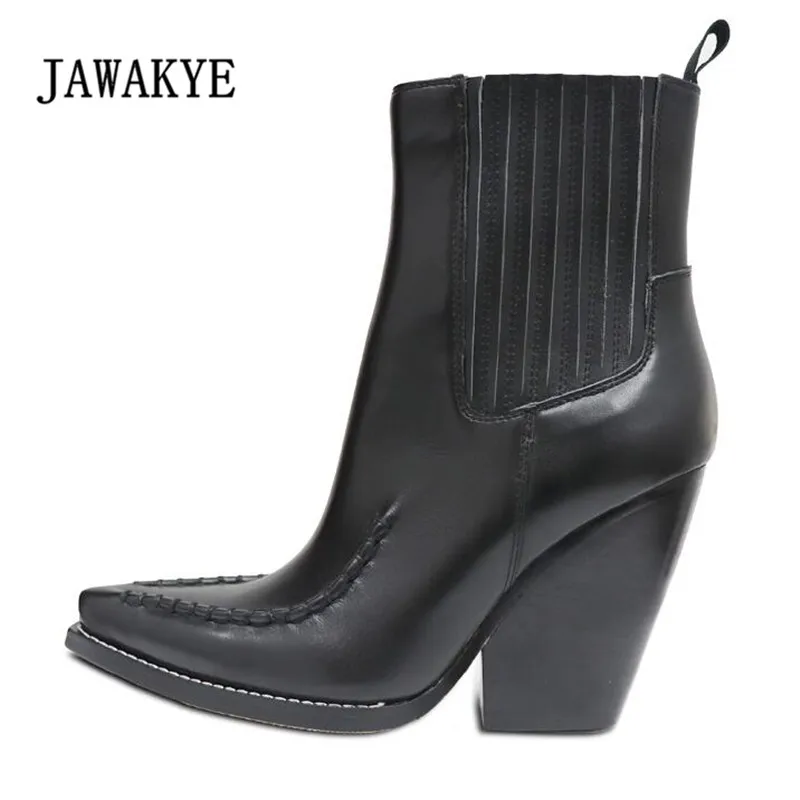 womens heeled leather chelsea boots