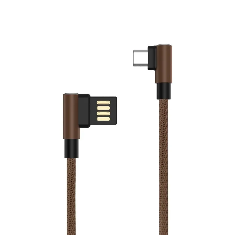 

90 Degree 1M USB Cable For Samsung Fast Charging Cable For Huawei Xiaomi Data Cable For iPhone Type C Micro USB Nylon Braid