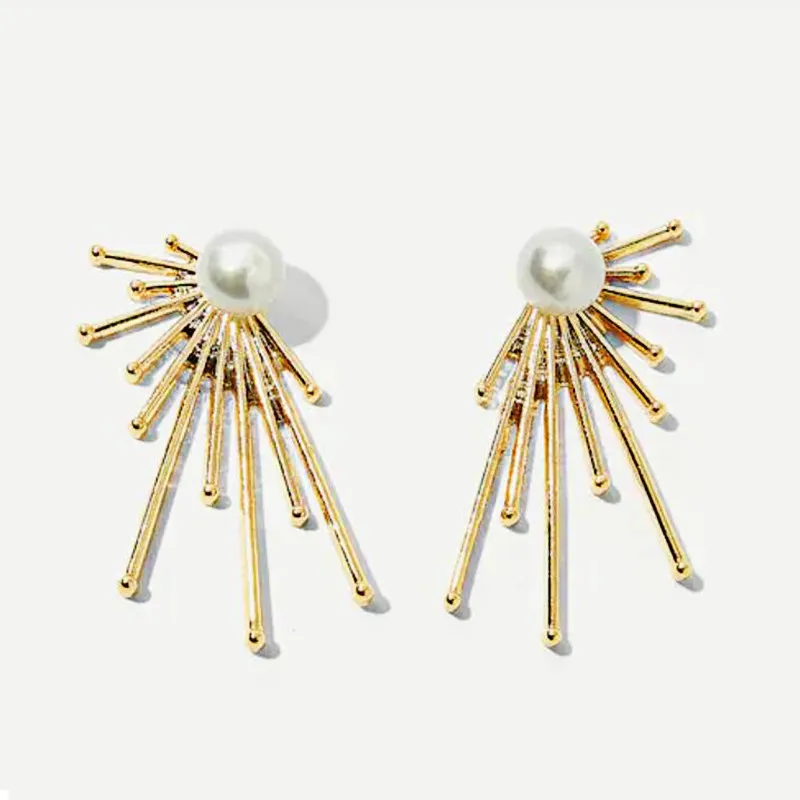 

KOMi Ladies Earring Irregular Metal Earrings Bird Pearl Flower Earrings Fireworks Explosions Exaggerated Earrings Baroque A40510