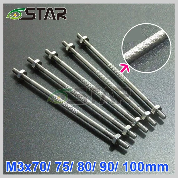 

6 star anodized knurled push rod rod M3x70/75/80/75/90mm for gasoline engine