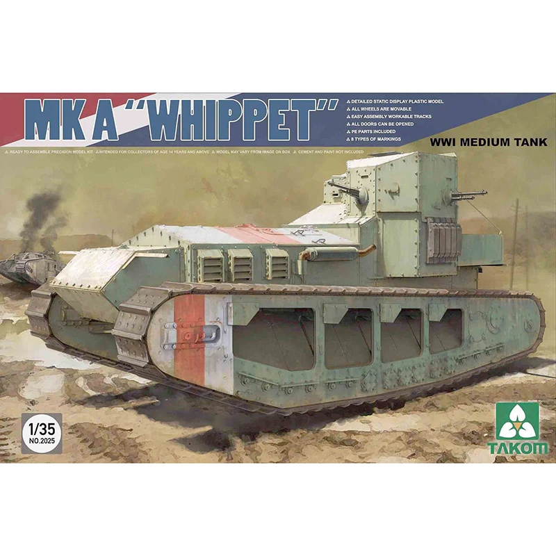 1/35 TAKOM 2025 MK A &quotWHIPPET&quot WWI бак среднего размера модель hobby|Наборы для сборки моделей|