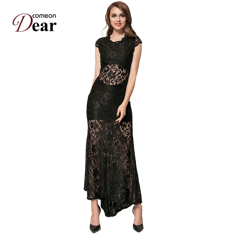 Comeondear Va1065 Women Elegant Oneck Party Dress Anklelength Floral