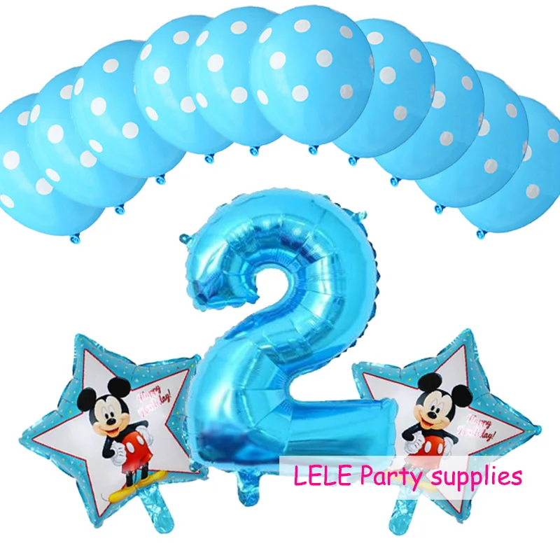 13 шт. Baby Shower 2st День рождения Декор номер Фольга надувные шары Mickey с «Минни Маус» для маленьких мальчиков воздушные шарики для девочек 2,8g Латекс Гелий globos