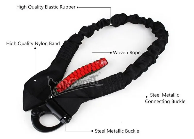 military gear hunting accessories airsoft molle system tactical elastic safety sling Lanyard Line for climbing HT17-004 (3)