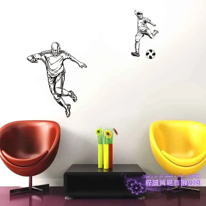 DCTAL Football Player Sticker Football Game Soccer Decal Helmets Kids Room Posters Vinyl Wall Decals F12