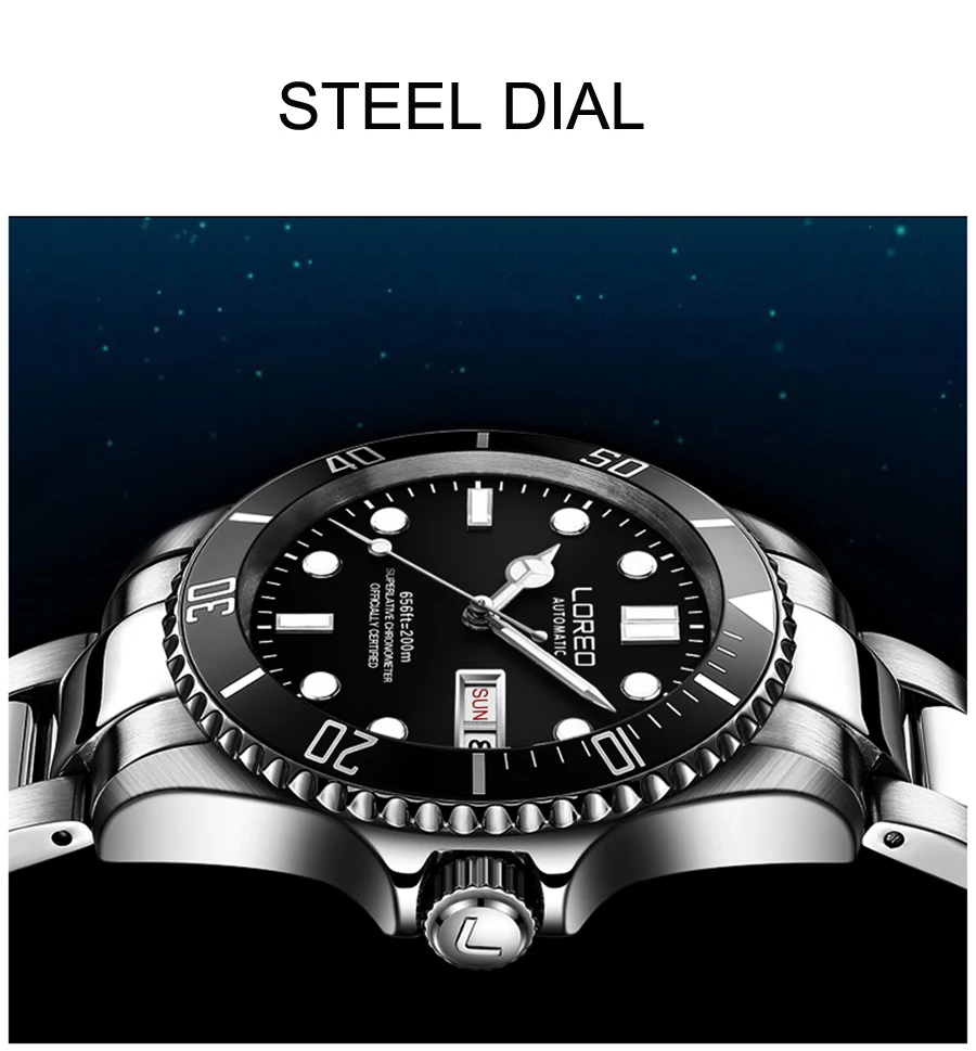 الغوص 200 M LOREO أعلى العلامة التجارية الفاخرة التسجيل الكامل للصدأ ساعات رسمية للماء رجل الأعمال عارضة التلقائي الميكانيكية ووتش الغوص 200 M LOREO أعلى العلامة التجارية الفاخرة التسجيل الكامل للصدأ ساعات رسمية للماء رجل الأعمال عارضة التلقائي الميكانيكية ووتش