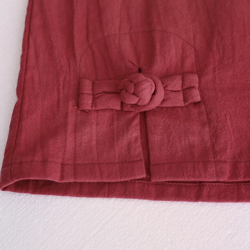 LZJN 2019 Summer Tops Women Blouses Cotton Linen Red Shirt Traditional Chinese Clothing Camisas Female Blusas Femininas PX1800 5