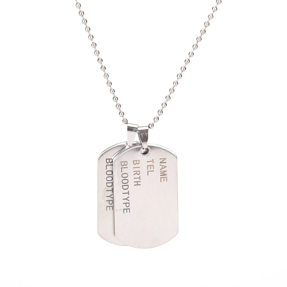 NEW Unique Designer Stainless Steel Mens Nameplate Military Army Style Dog Tags Chain Mens Pendant Necklace Jewelry Accessories