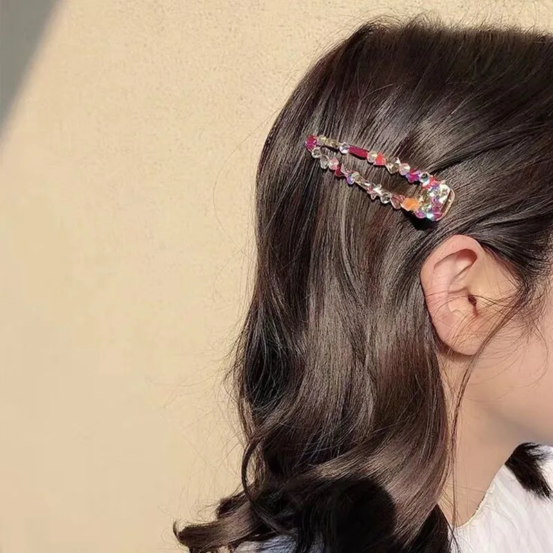 Трендовые очаровательные геометрические заколки для волос для женщин и девушек, цветные заколки для волос с кристаллами, головные уборы, корейские аксессуары для волос, подарки