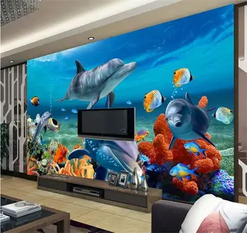 

3d room wallpaper custom murals non-woven wall sticker Undersea coral red fish photo TV sofa background wallpaper for walls 3d