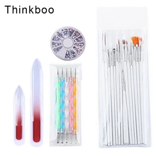 Ручка для ногтей, точечная ручка-аппликатор 20 комплектов+ 1 коробка AB цвет бриллиант+ 2 различных модели стеклянных ногтей набор YY-0268