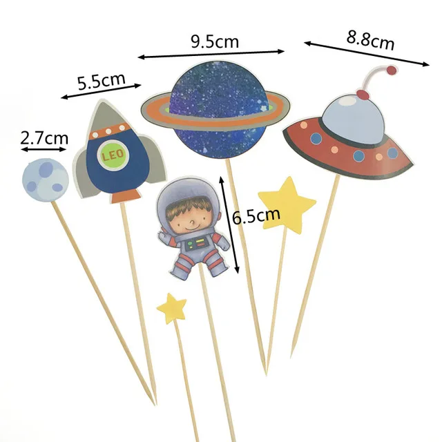 Вечерние воздушные шары космонавта ракета фольгированные воздушные шары Исследуйте тему вечерние праздничные шары для мальчиков на день рождения - Цвет: 1set cake topper