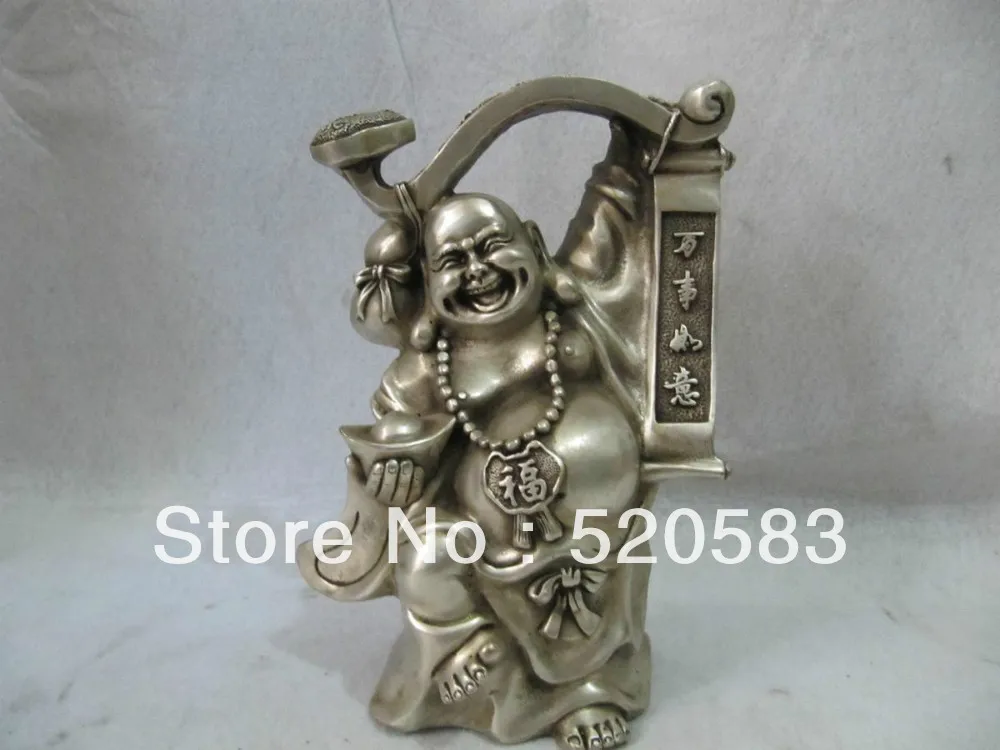 

bronze silver plating lucky wealth RUYI Maitreya Buddha