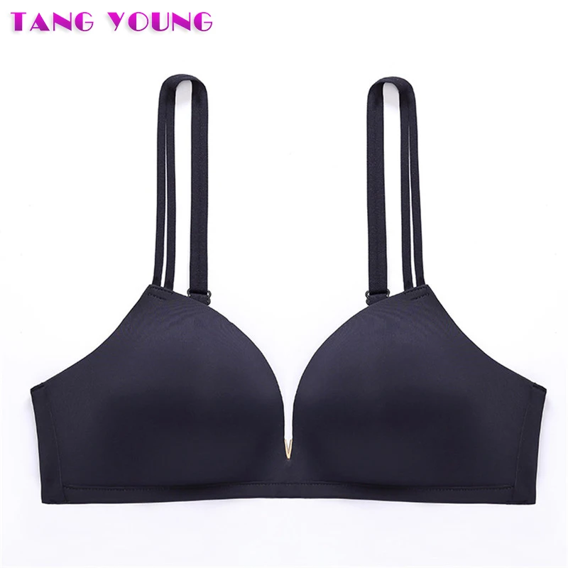 

2019 Newest Crystal Push Up Plunge Bra Women Demi-Cup Bra Side Smoothing Deep V Bra Seamless Bra One-piece Zero Bound Bra HA0382