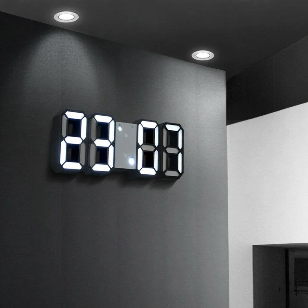 

Intelligent Thermometer Of 3D LED Wall Clock Stereo Electronic Digital Alarm Clock White frame / black frame