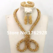 Горячие свадебные ювелирные изделия набор золотые Разноцветные Хрустальные Бусы Африканский Леди Бисер Ювелирные изделия Набор Мода