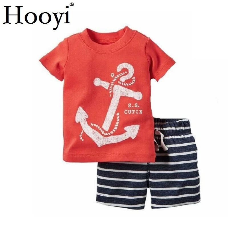 Anchor Baby Boy Clothing Suit Fashion Infant Clothes 2 Pieces Sets Summer Cotton Navy Sailor