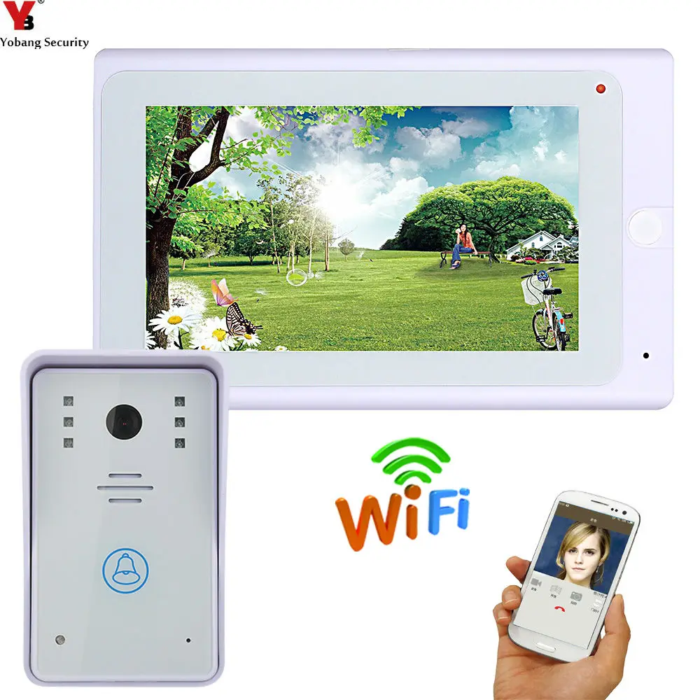 Yobang безопасности беспроводной Wi-Fi 7 дюймов монитор RFID видео дверной звонок Система камеры 1 камера 1 монитор приложение пульт