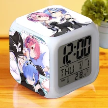 Японский аниме Re Zero Emilia Kawaii seven Color Change светящийся цифровой