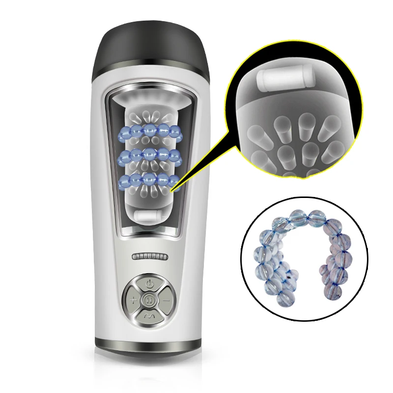 Automatic Masturbator for Men Sex Rotating Beads Vibrating Real Vagina font b Pussy b font Aircraft