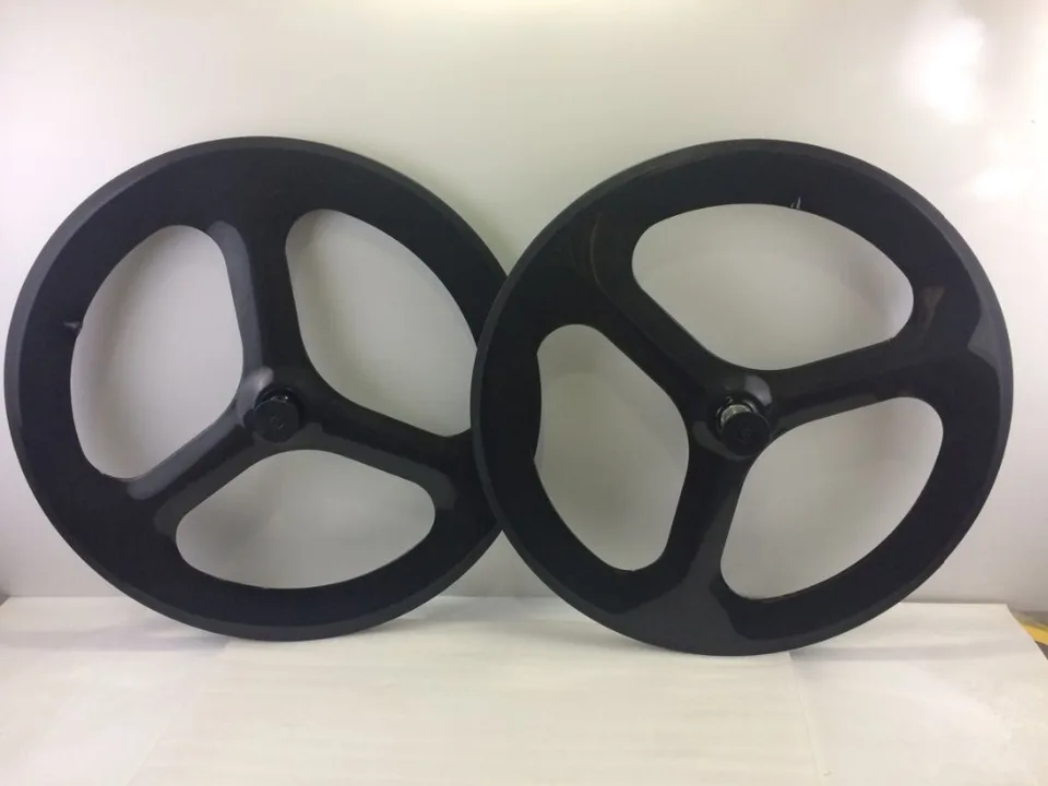 700C フルカーボン 3 スポークカーボンホイール 70 ミリメートル深さ