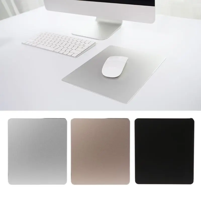 

Square Mouse Pad Aluminum Alloy Pad with Non-Slip Rubber Bottom Mouse Pad Anti slip Mousepad