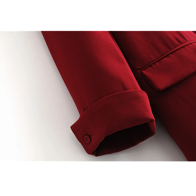 Красный маленький костюм весна осень женский Блейзер Плюс размер модные женские черные пиджаки пальто длинный рукав свободная повседневная женская одежда Топы Куртка