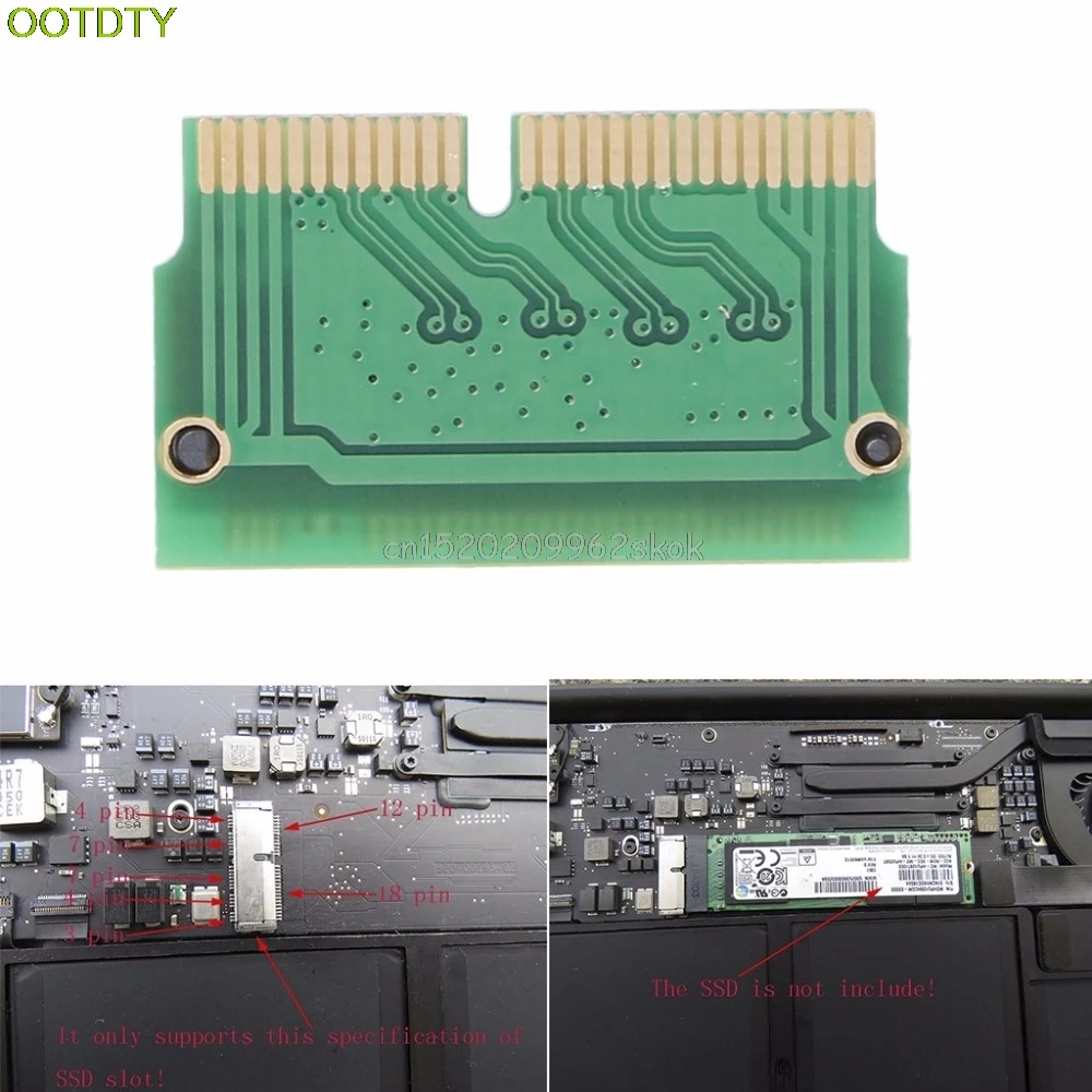 

M Key M.2 PCI-e To 12+16Pin Interface AHCI SSD Adapter Card For MACBOOK Air 2013 2014 2015 A1465 A1466 Pro J05 Drop shipping