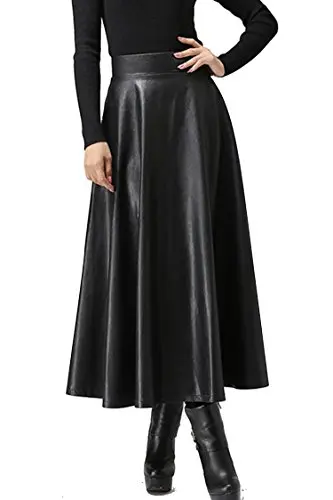 Женская Осенняя зимняя Весенняя длинная юбка миди из искусственной кожи с высокой талией