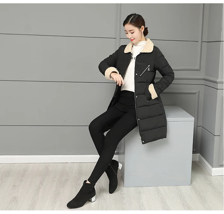 Women Jacket Winter Coats Long Outwear Jackets Cotton Padded Clothing Zipper Warm Winter Jacket 2018 Korean Ladies Coat CH642 (10)