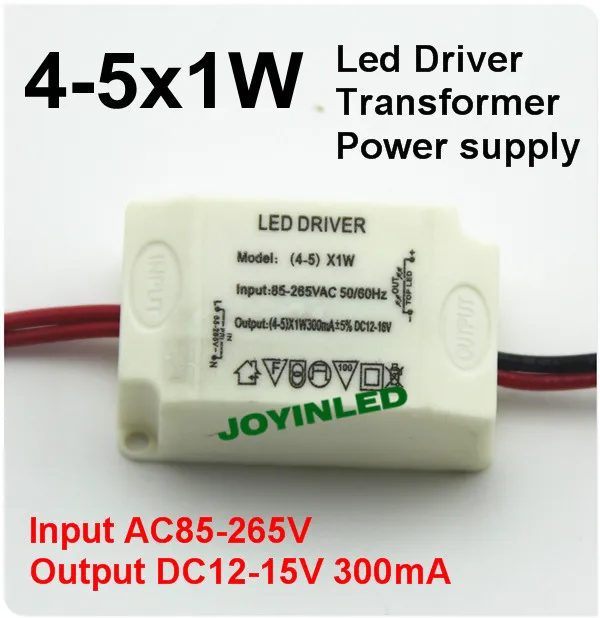 

4~5*1W Led outside driver, 85-265V input, LED lamp driver for 4W/5W LEDs light, ceilling down lamp transformer, freeship