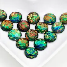 Новая мода 40 шт 12 мм зеленый цвет касательный самолет Встроенная металлическая фольга плоская задняя Смола Кабошоны Камея Z5-21