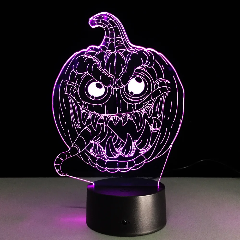 Halloween Pumpkin Light 3D Light LED 7 Color Gradient USB Table Lamp