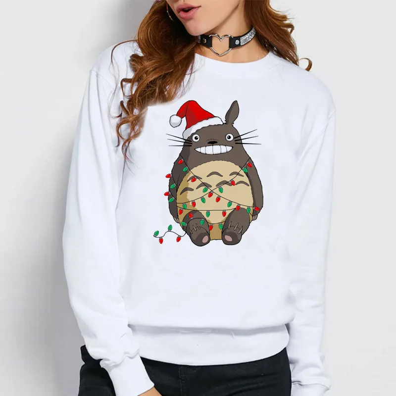 

Christmas totoro hoodies women new funny fashion kawaii printed Casual o-neck female male Autumn hood Sweatshirts